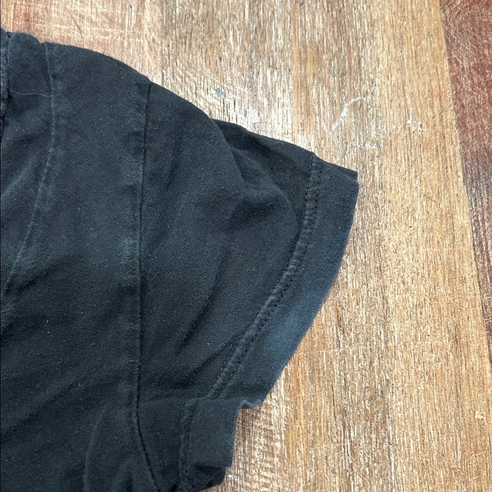 Vintage Stewart + Brown Black Short Sleeve Tee with Rounded V-Neck - Picture 3 of 5